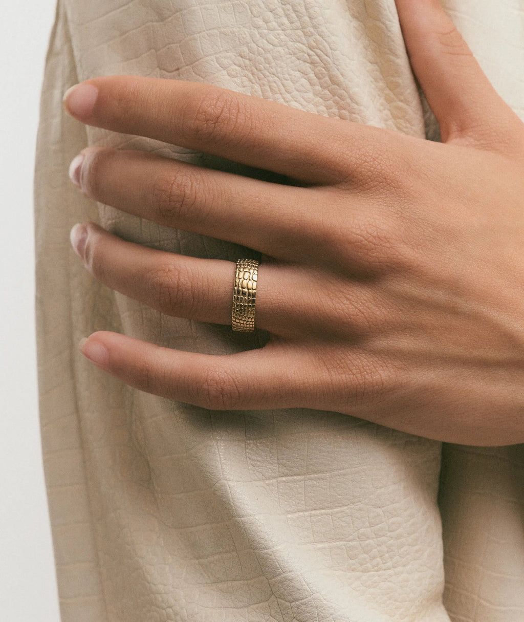 Hey Harper Crocodile Print Band Ring