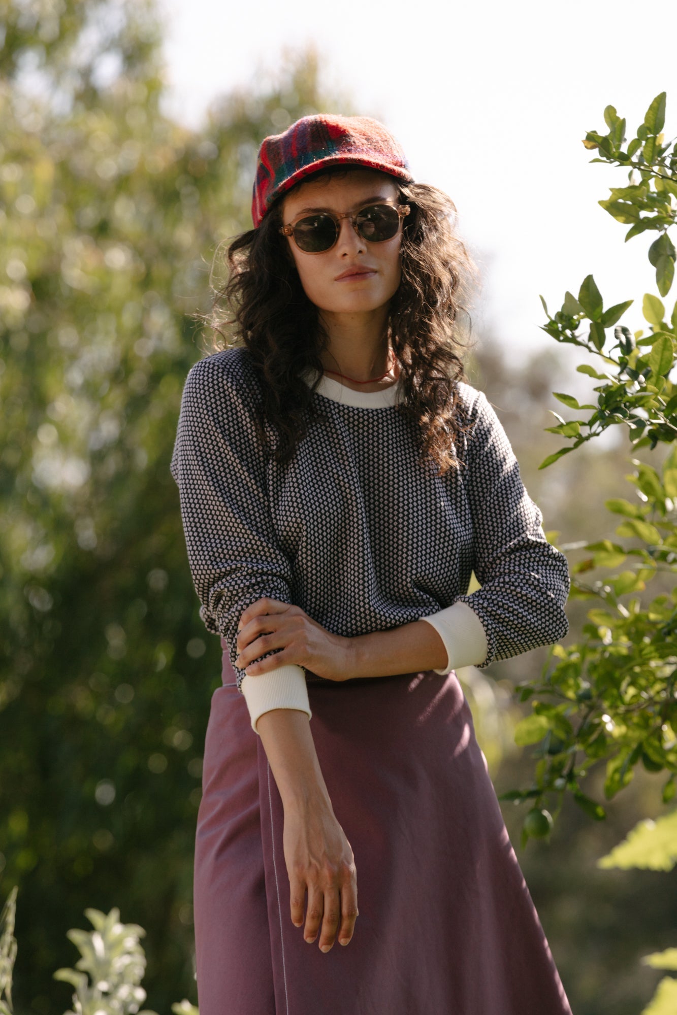 Carleen Cuffed Long Sleeve Dot Jacquard Shirt