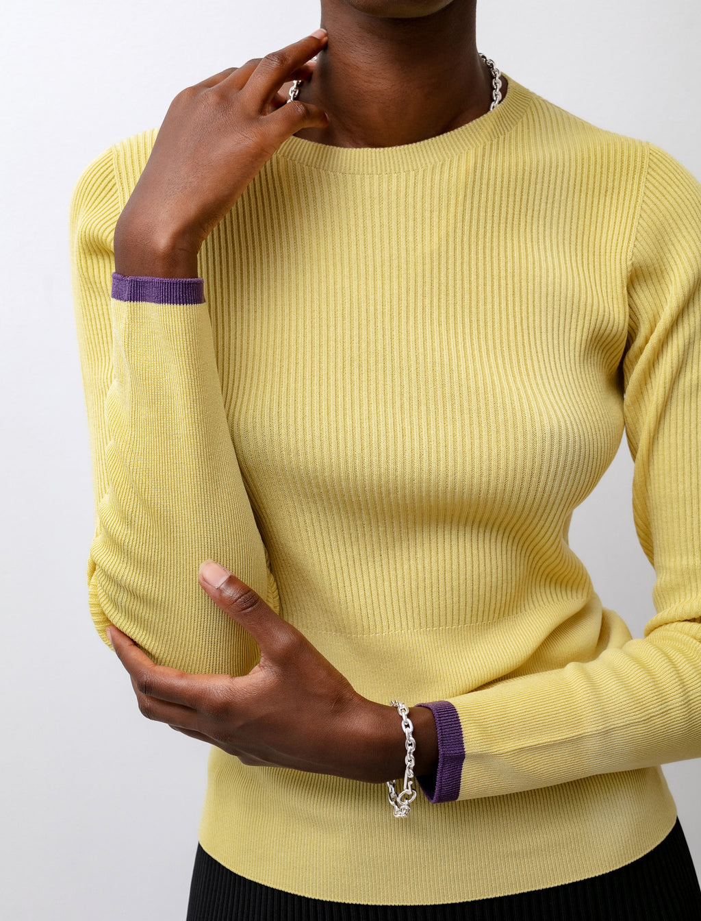 CFCL Cupro Rib Top - Yellow/Purple