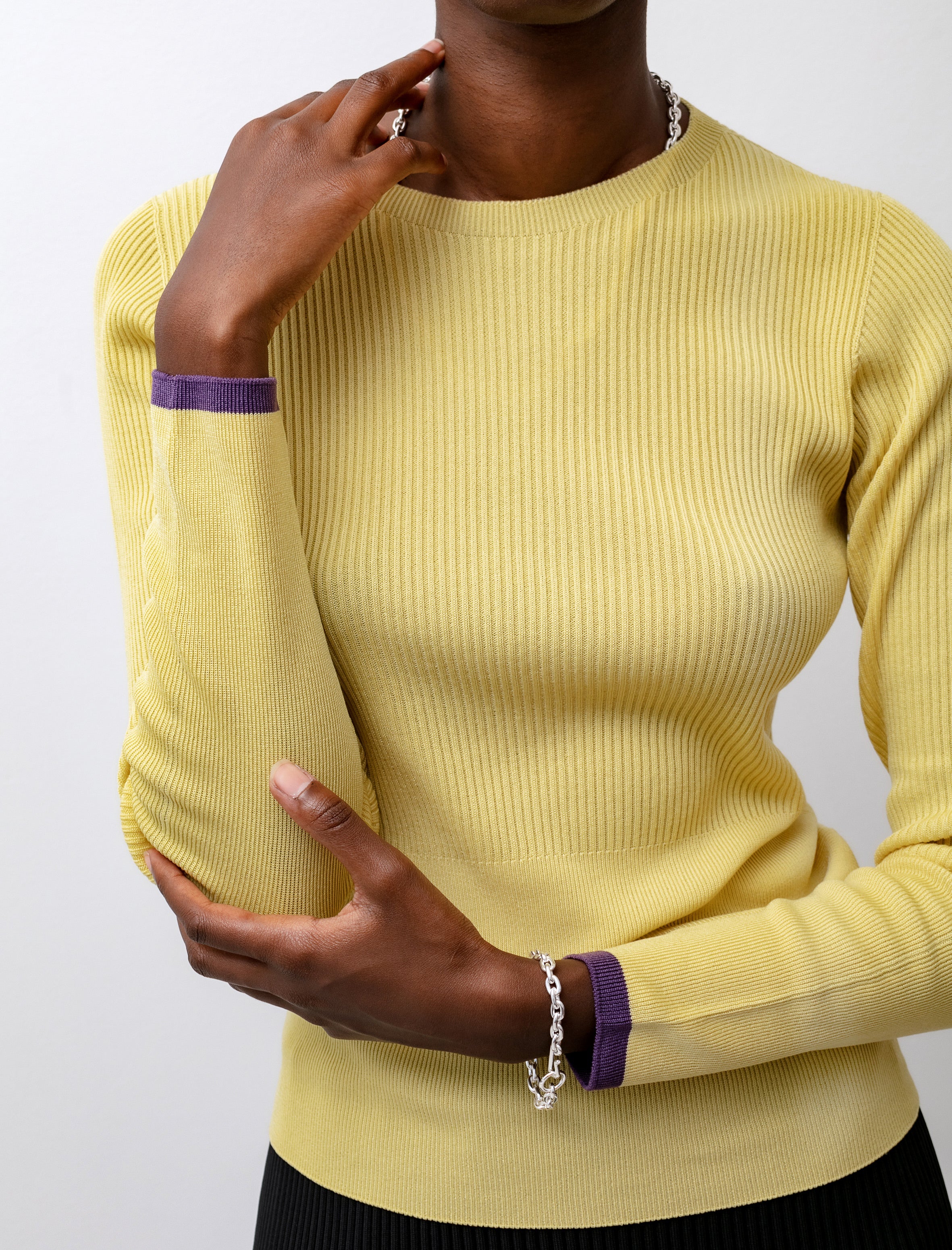 CFCL Cupro Rib Top - Yellow/Purple