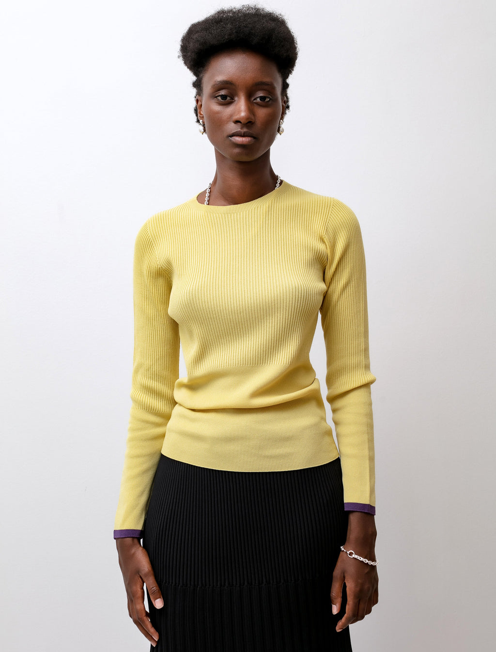 CFCL Cupro Rib Top - Yellow/Purple