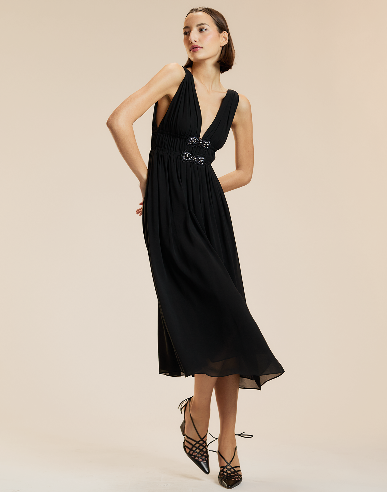 Cynthia Rowley Amelie Silk Midi Dress - Black