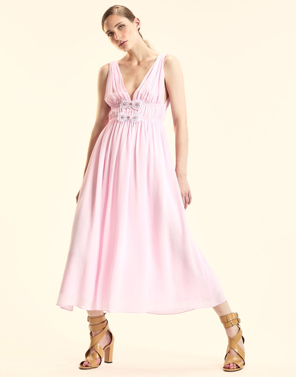 Cynthia Rowley Amelie Silk Midi Dress - Pink