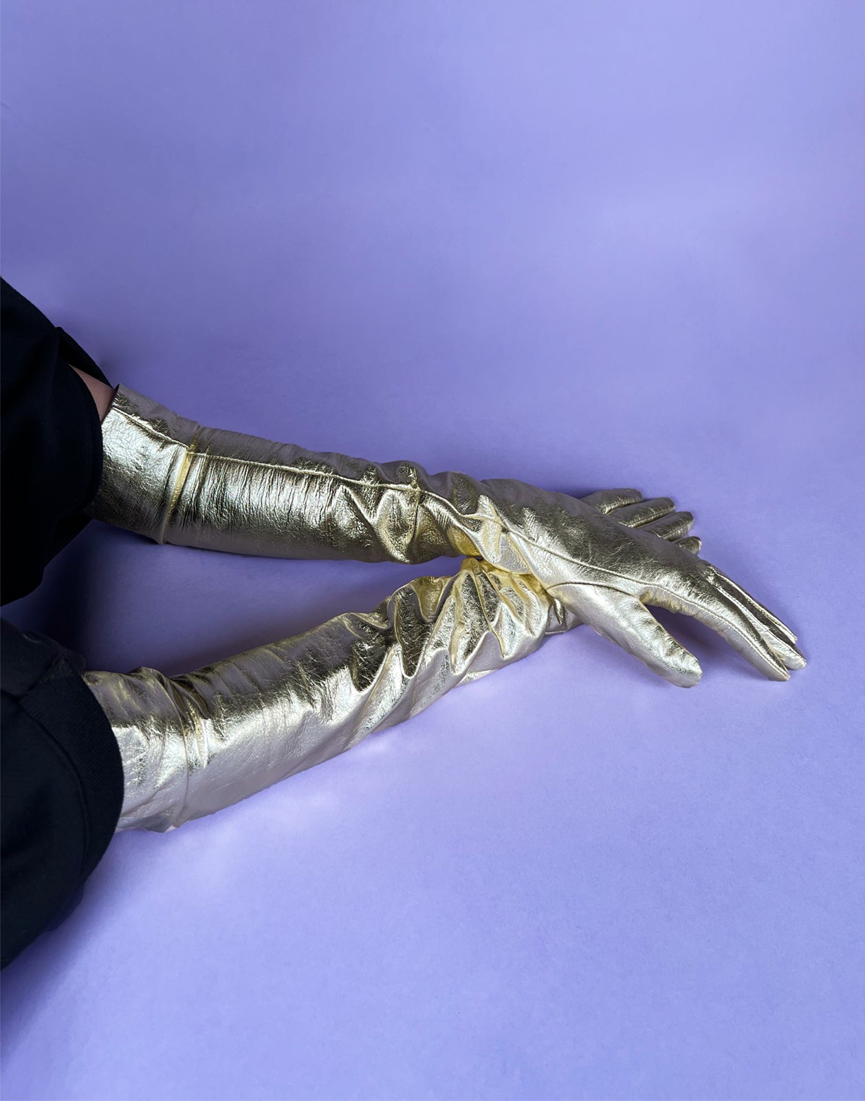 Cynthia Rowley Bea Long Metallic Leather Gloves - Gold