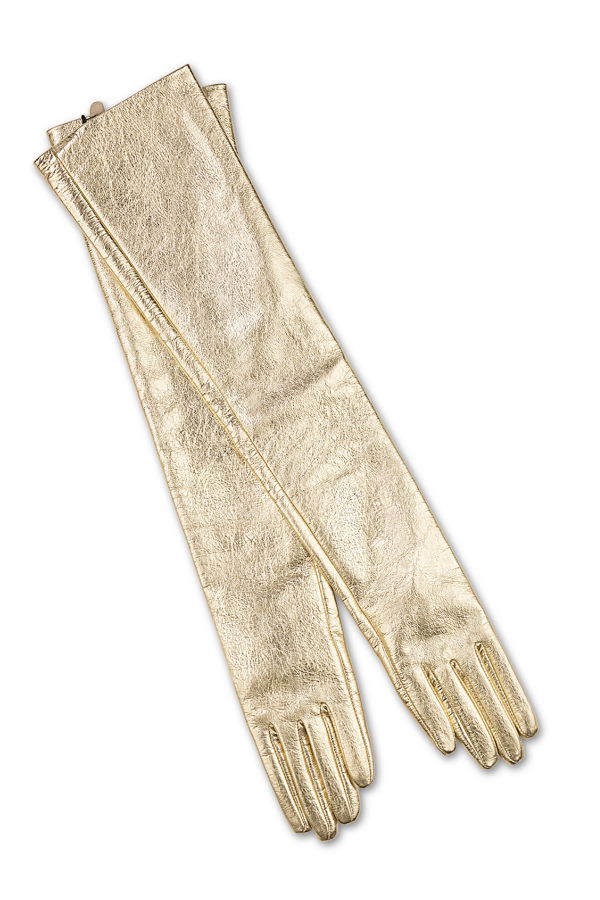 Cynthia Rowley Bea Long Metallic Leather Gloves - Gold