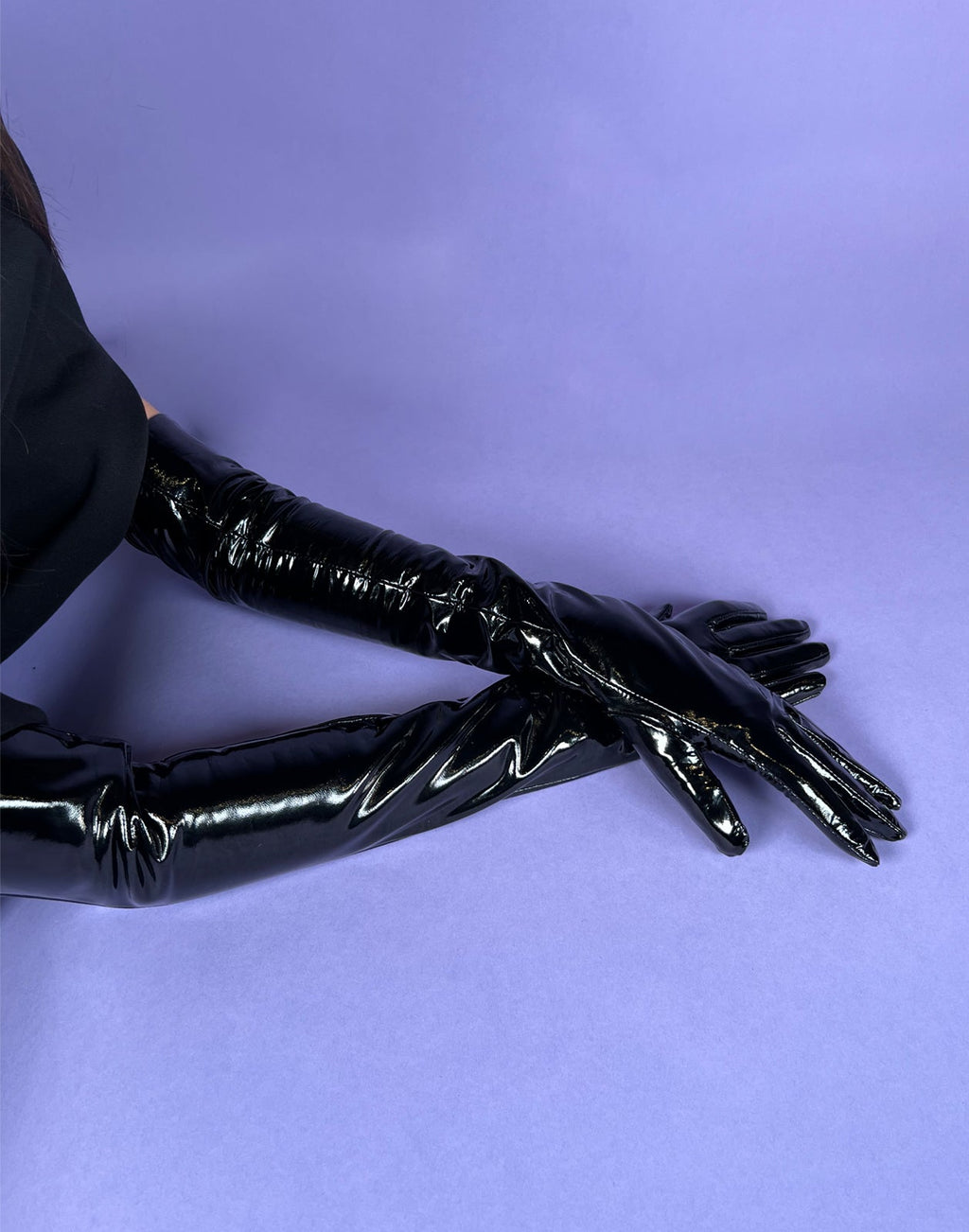 Cynthia Rowley Bea Long Patent Leather Gloves