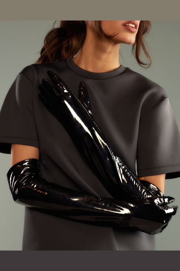Cynthia Rowley Bea Long Patent Leather Gloves