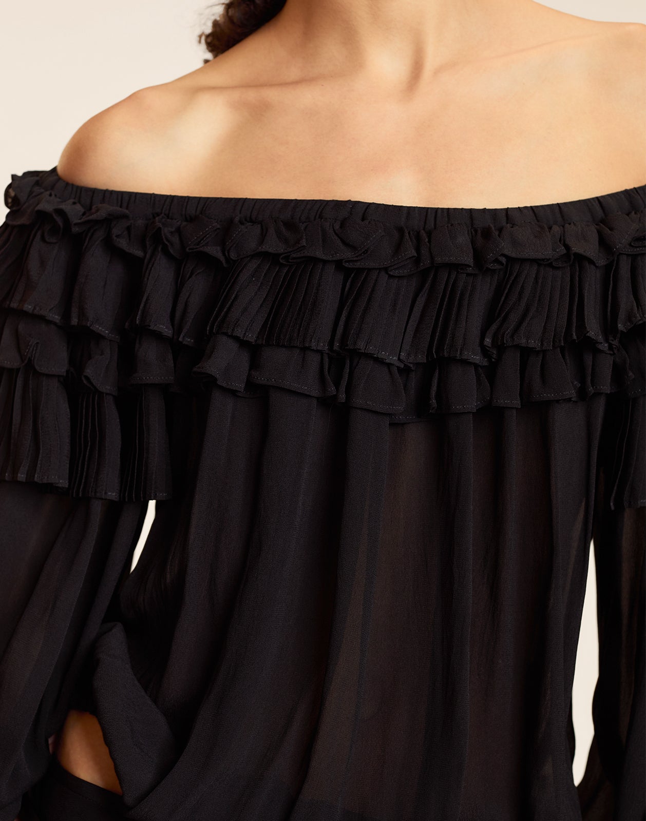Cynthia Rowley Bella Ruffle Blouse - Black