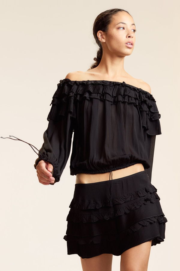 Cynthia Rowley Bella Ruffle Mini Skort - Black