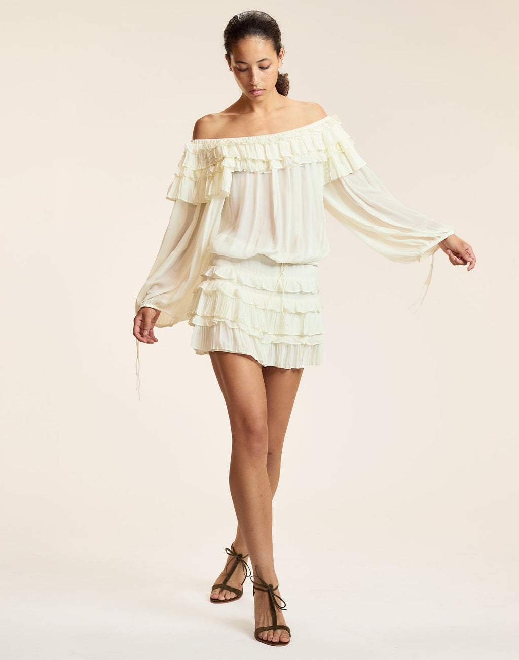 Cynthia Rowley Bella Ruffle Mini Skort - Off White