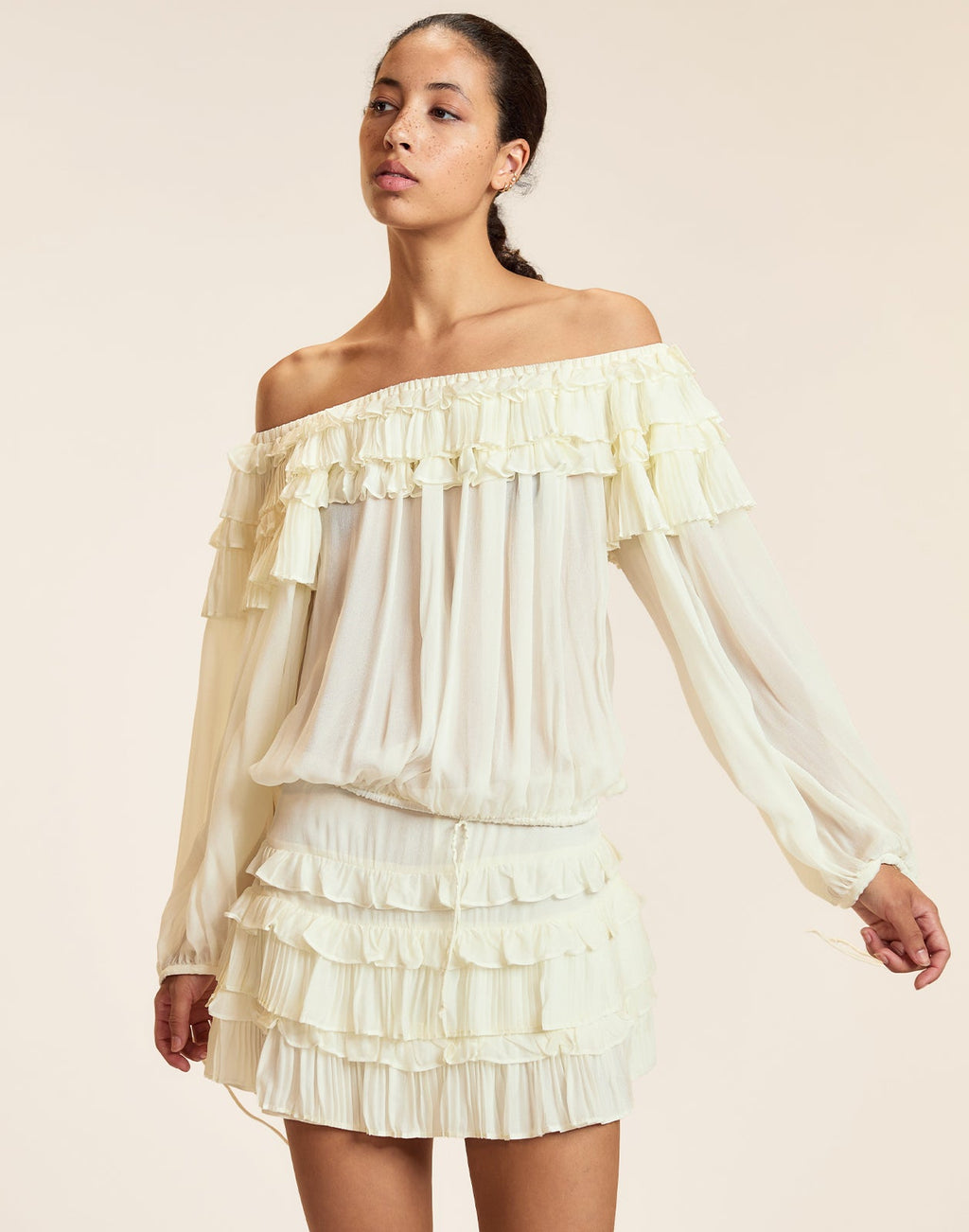 Cynthia Rowley Bella Ruffle Mini Skort - Off White