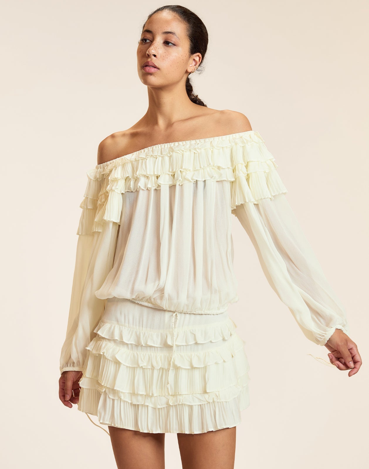 Cynthia Rowley Bella Ruffle Mini Skort - Off White