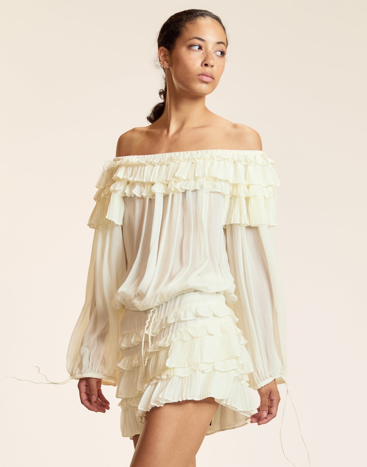 Cynthia Rowley Bella Ruffle Mini Skort - Off White