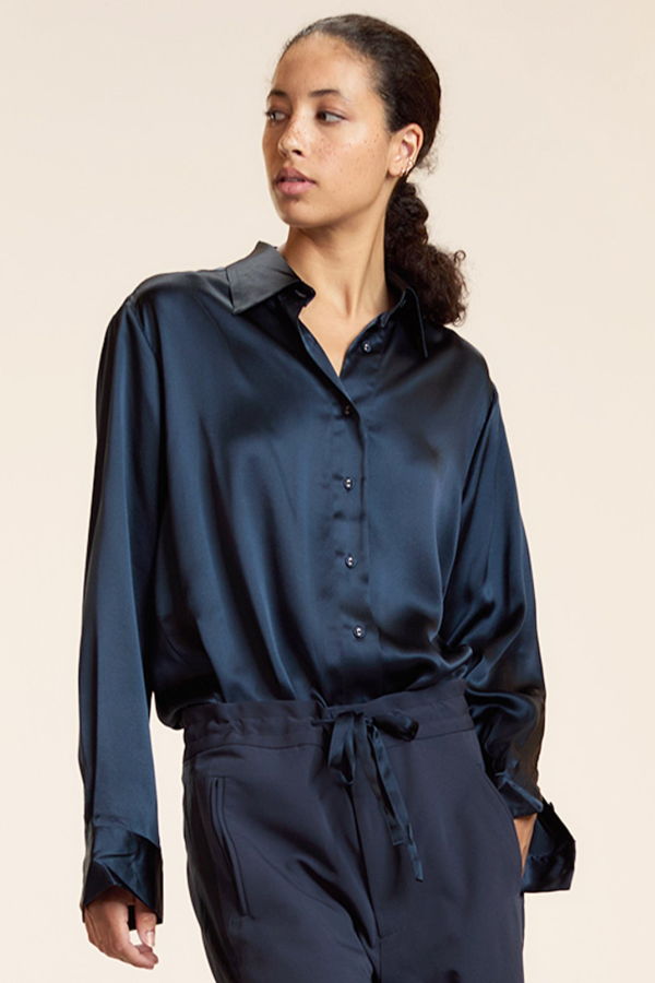 Cynthia Rowley Collectible Silk Shirt - Navy