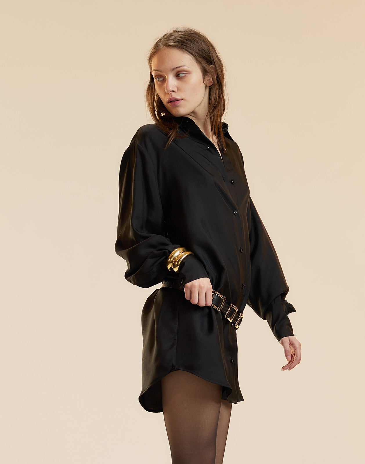 Cynthia Rowley Collectible Silk Shirt Dress - Black