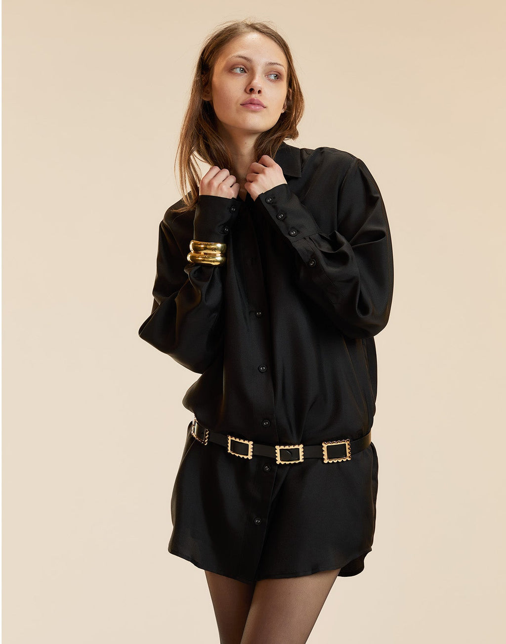 Cynthia Rowley Collectible Silk Shirt Dress - Black