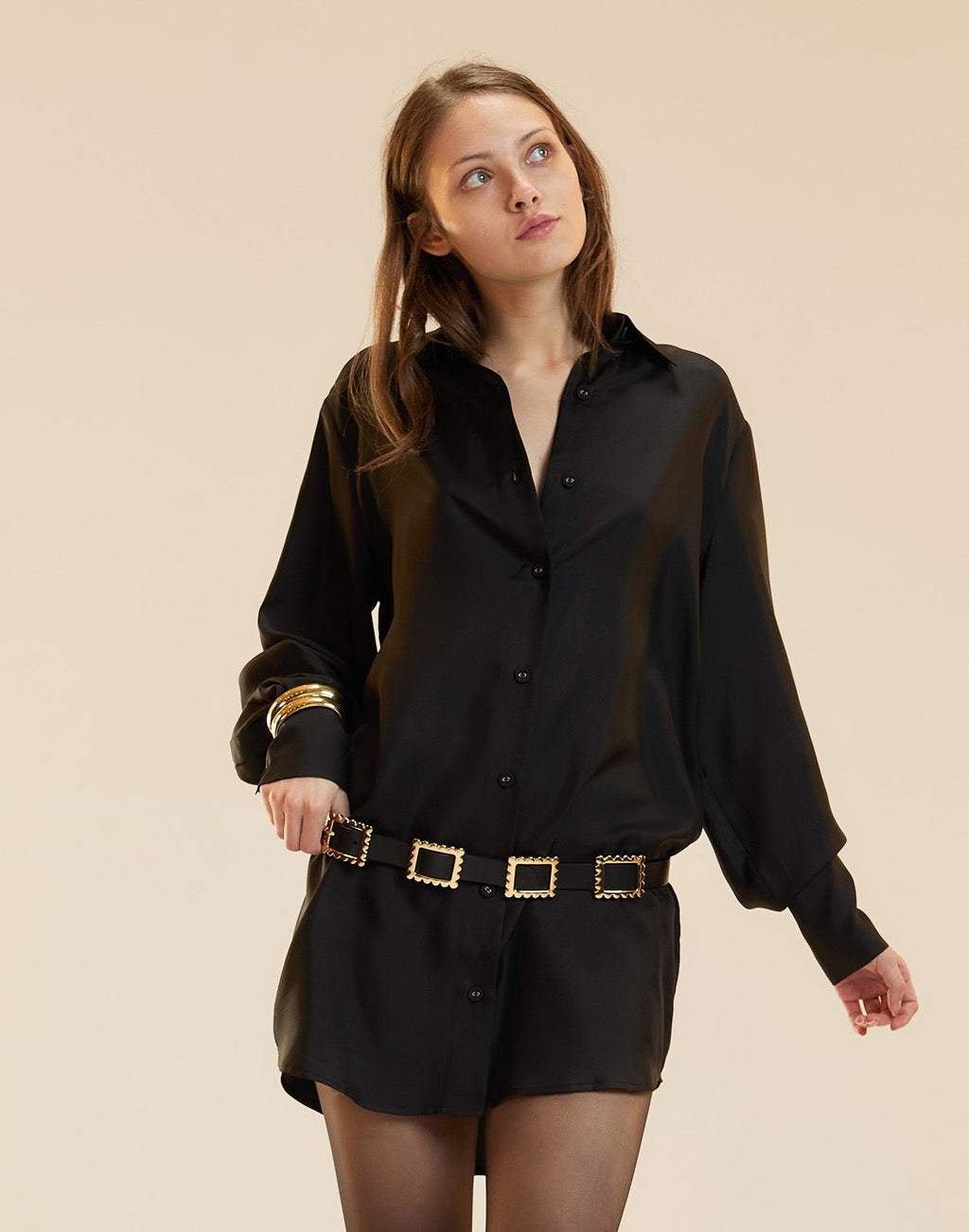 Cynthia Rowley Collectible Silk Shirt Dress - Black