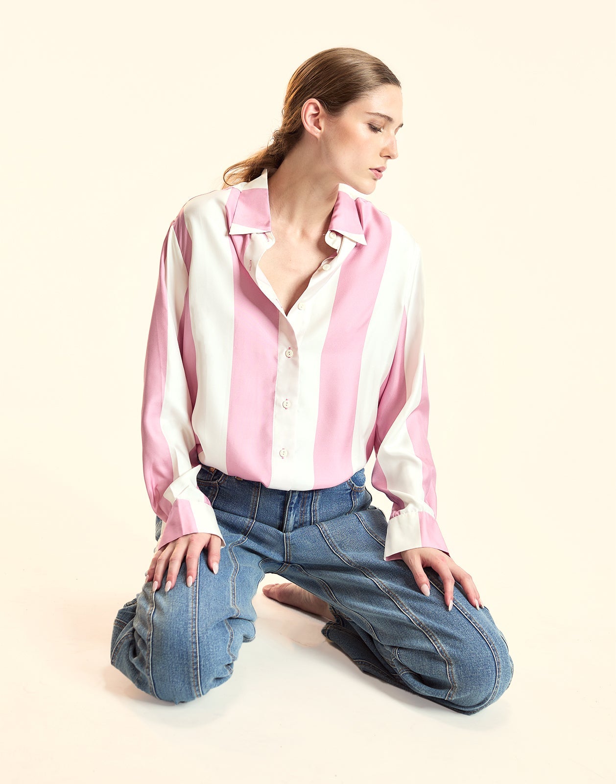 Cynthia Rowley Collectible Stripe Silk Shirt - PNKOVR