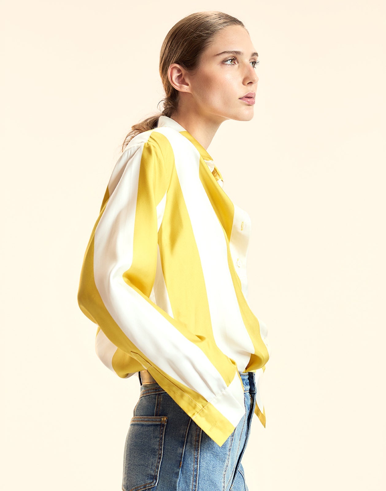 Cynthia Rowley Collectible Stripe Silk Shirt - YLWIVY