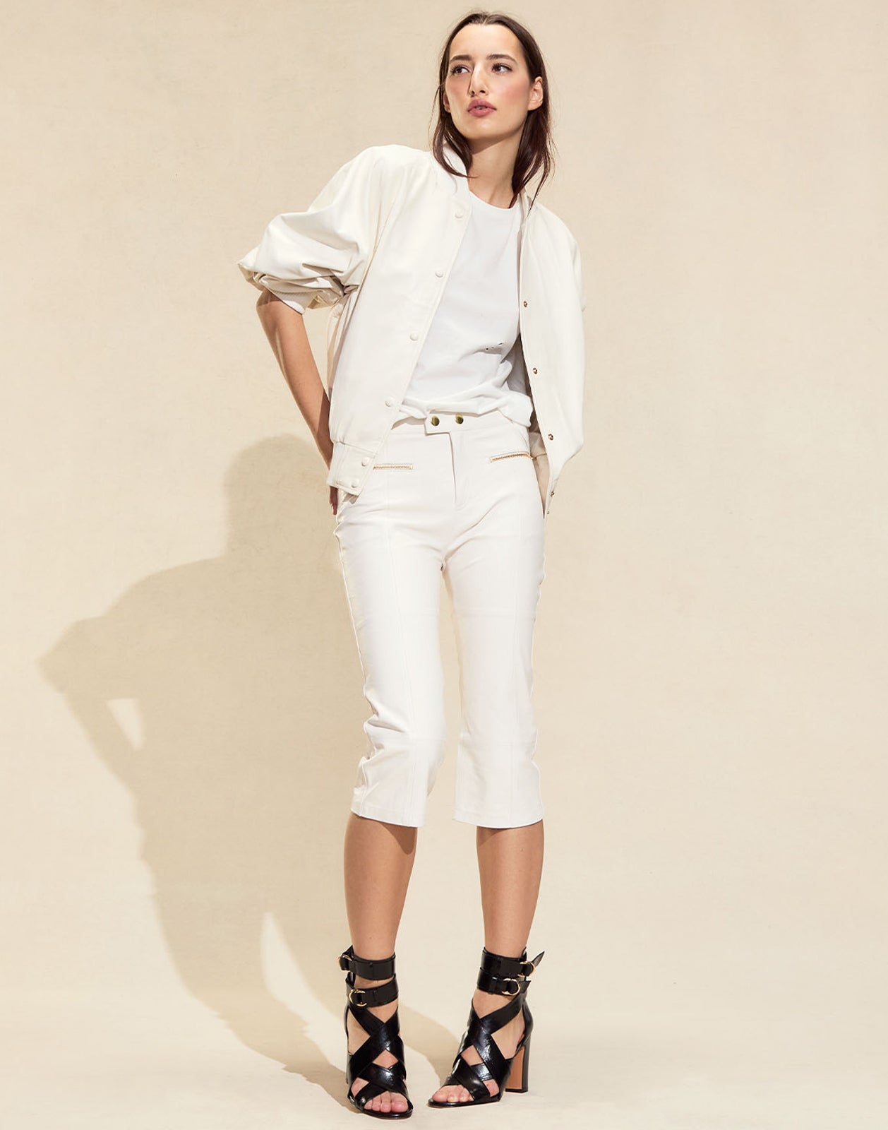 Cynthia Rowley Downtown Leather Capris - Off White
