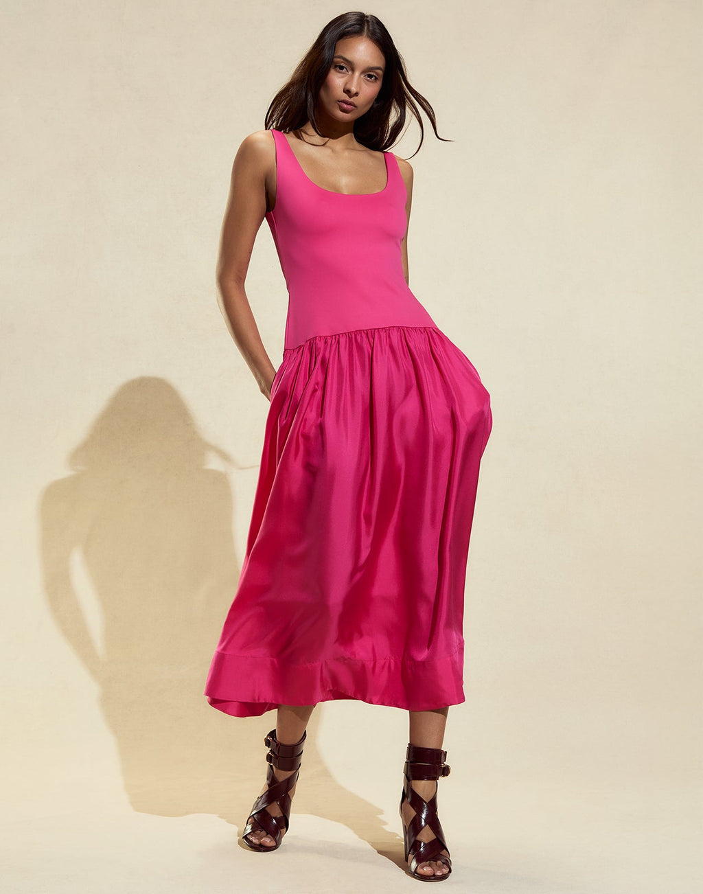 Cynthia Rowley Eloise Drop Waist Dress - Pink