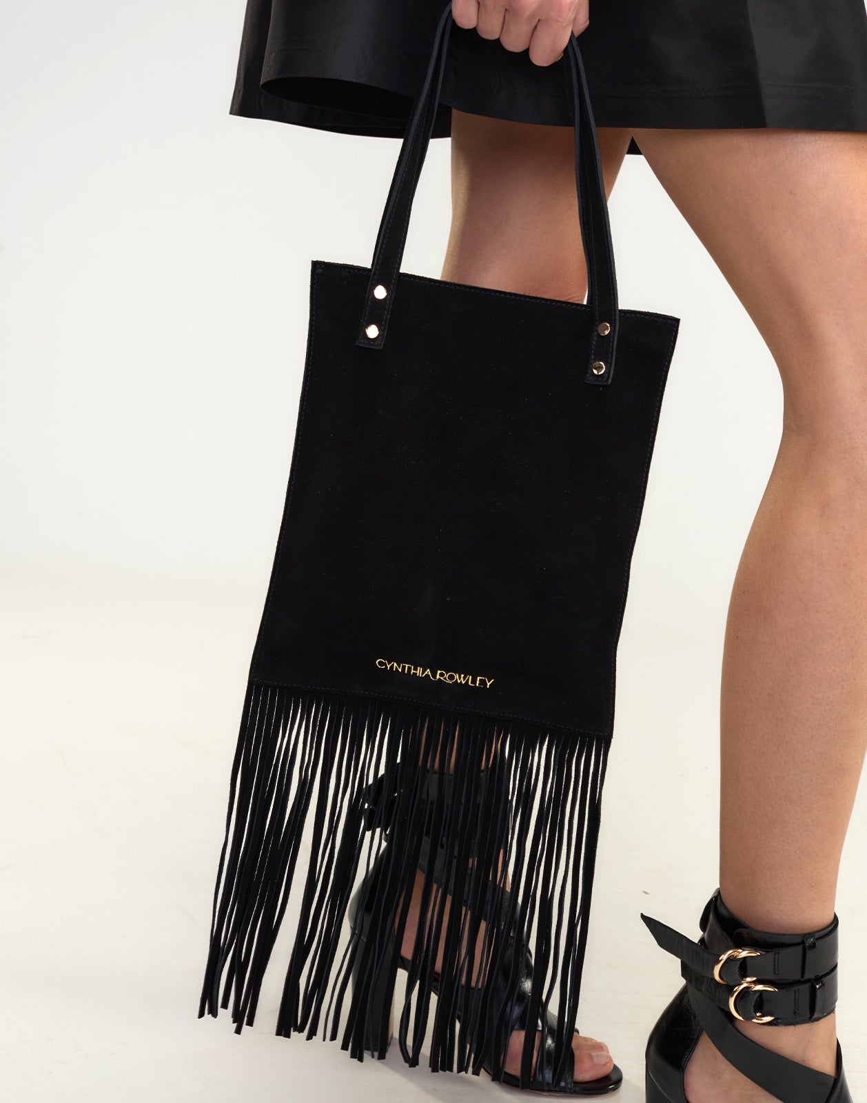 Cynthia Rowley Felicity Fringe Suede Tote - Black