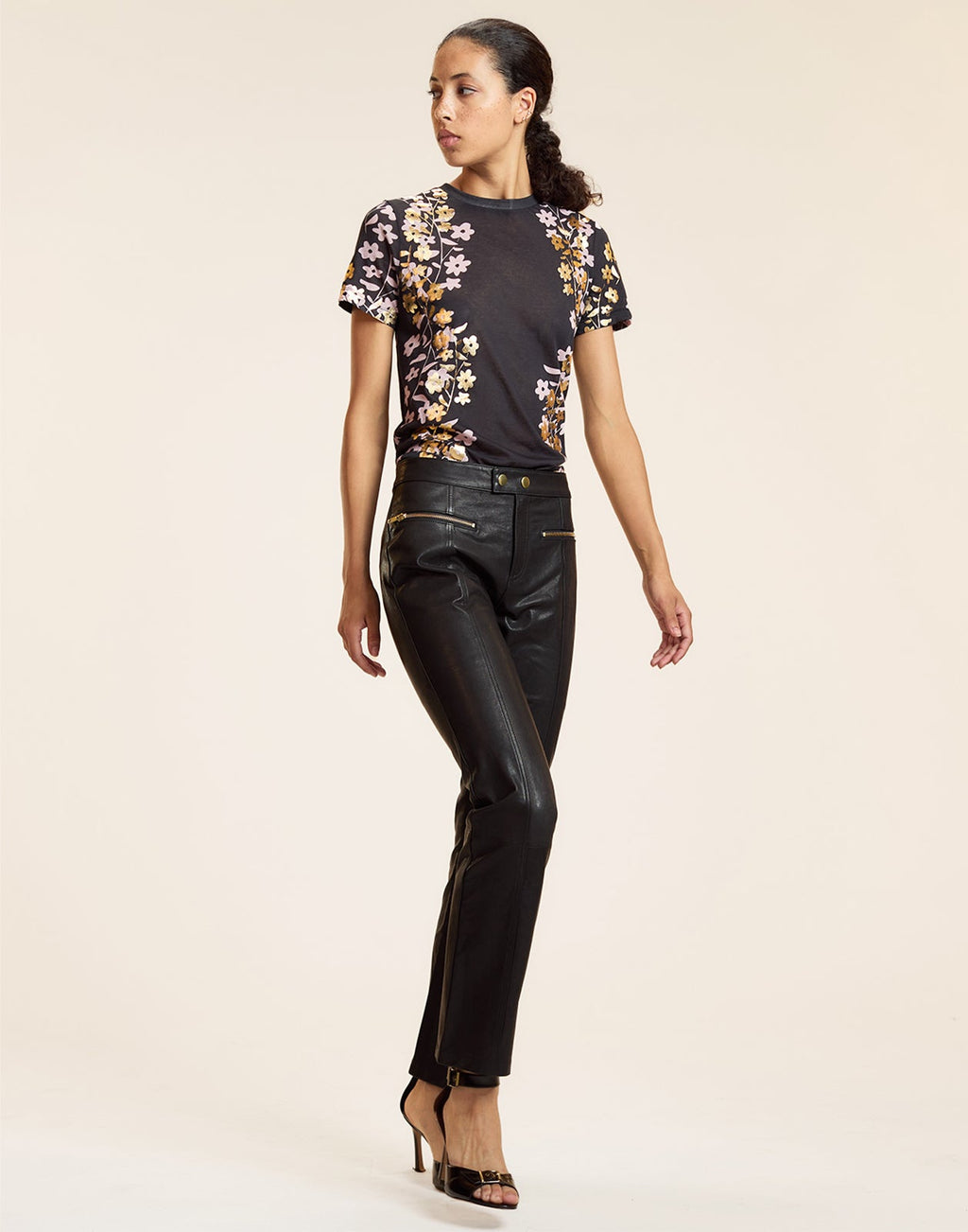 Cynthia Rowley Foil Printed Tee - Black/Gold