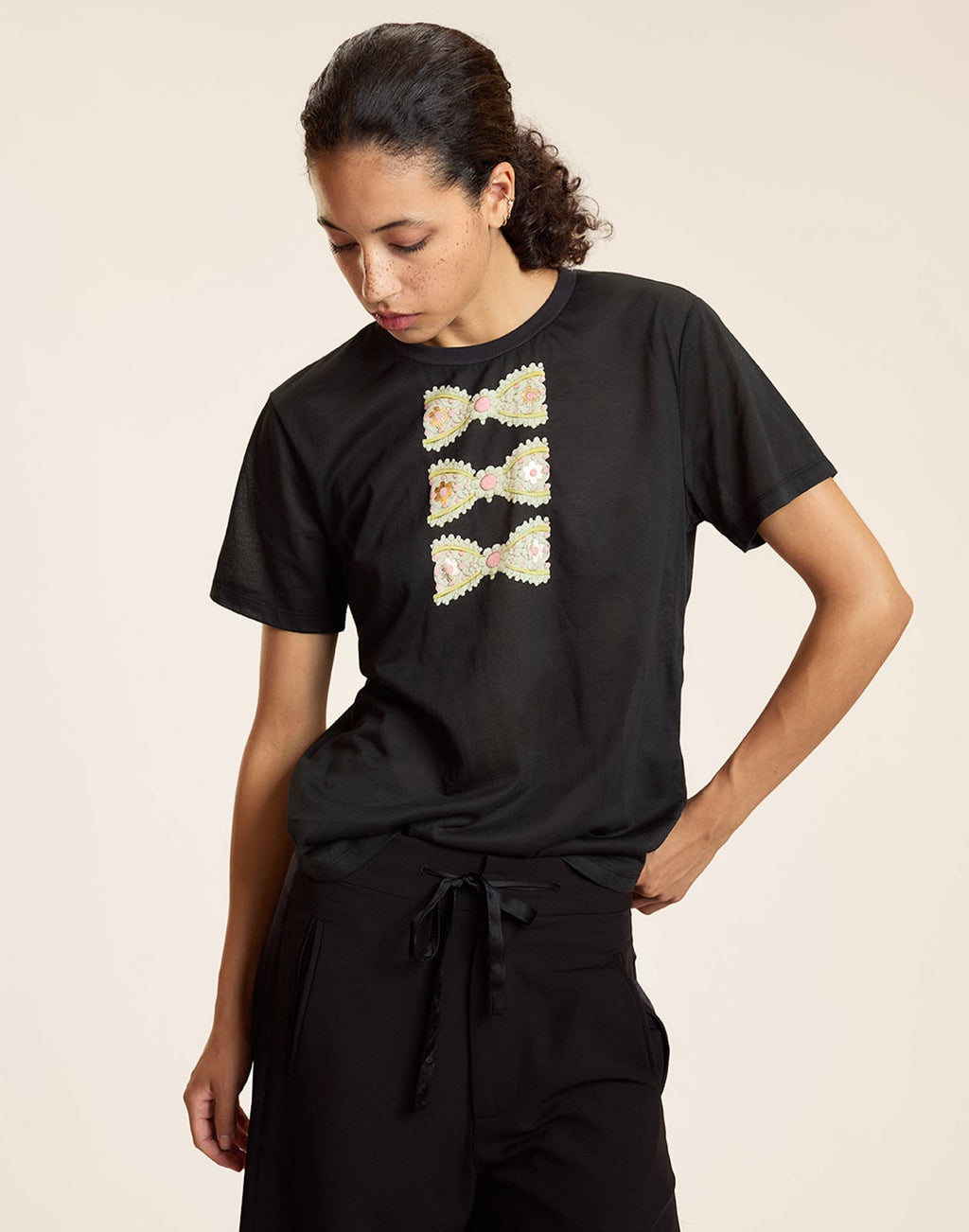 Cynthia Rowley Foil Printed Tee - Black Multi