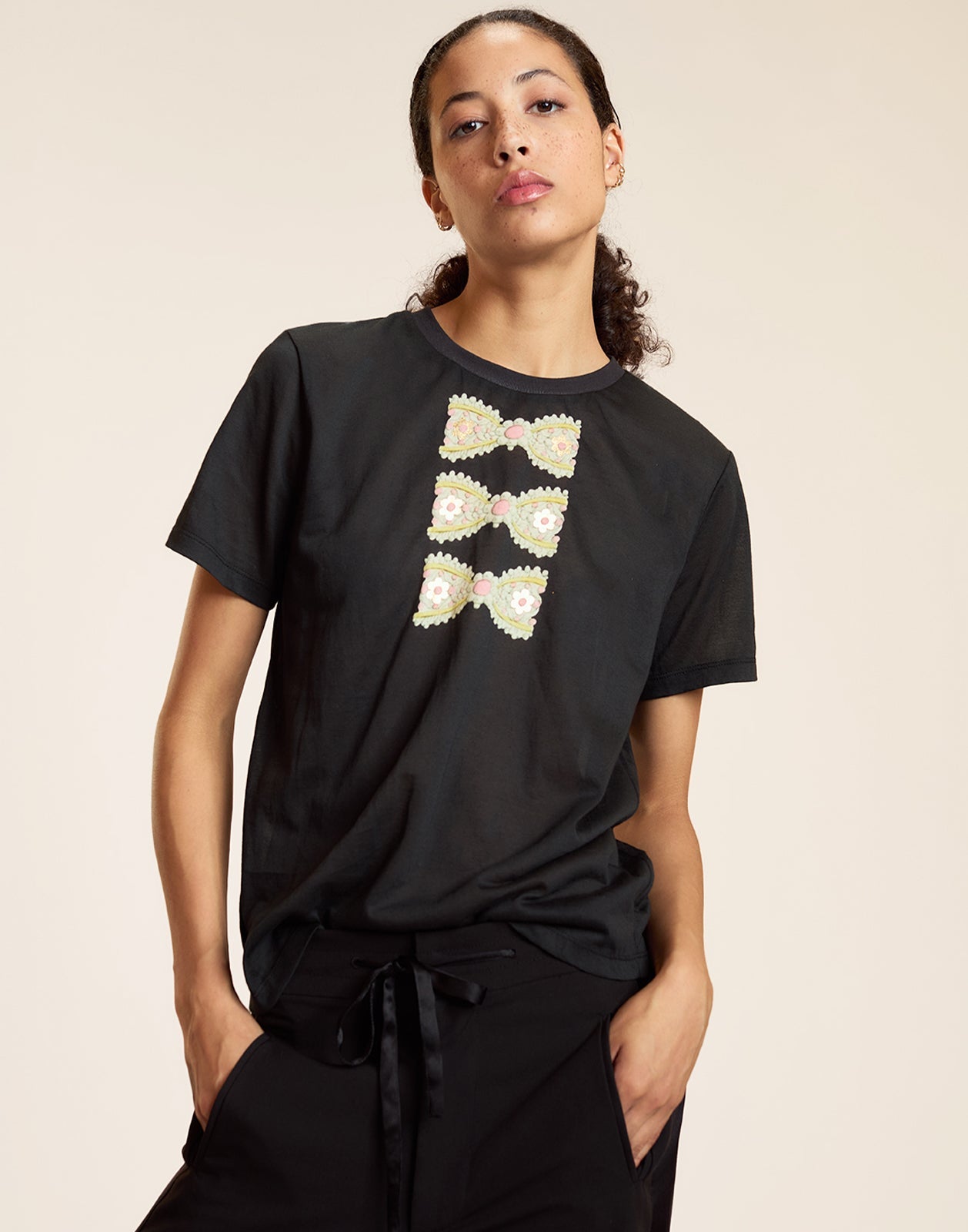 Cynthia Rowley Foil Printed Tee - Black Multi