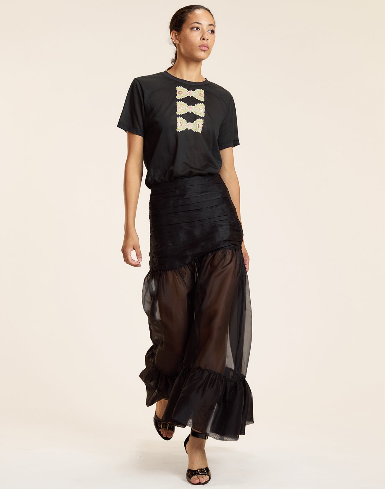 Cynthia Rowley Foil Printed Tee - Black Multi