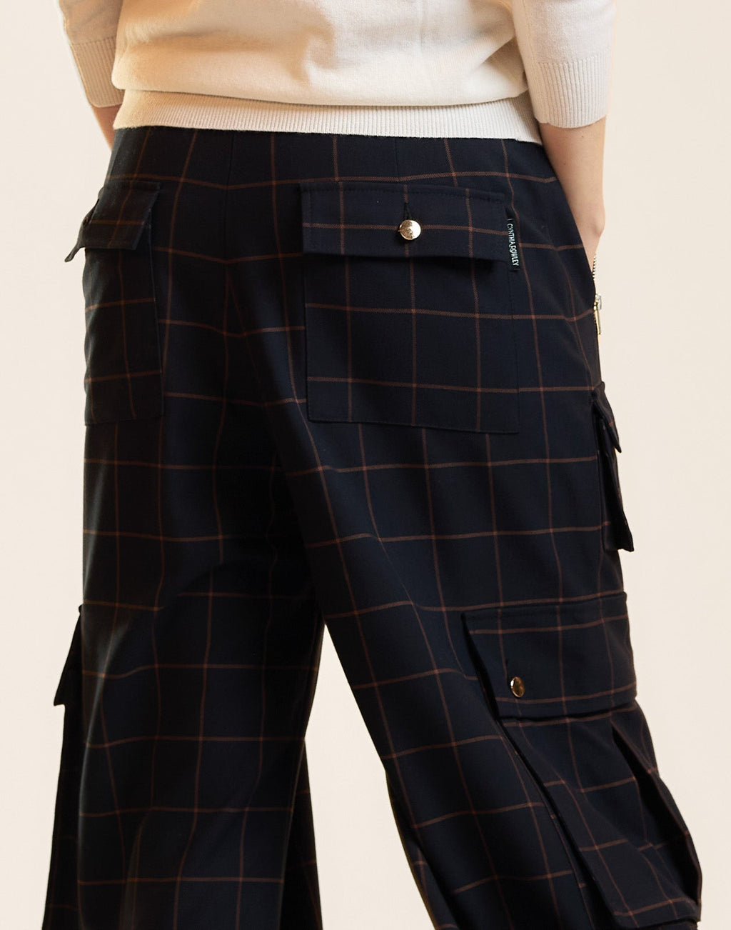 Cynthia Rowley Gilded Grid Cargo Pants - BLKWDP
