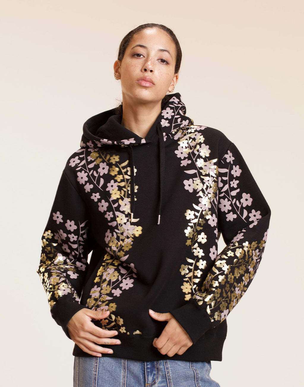 Cynthia Rowley Gold Foil Hoodie - Black/Gold