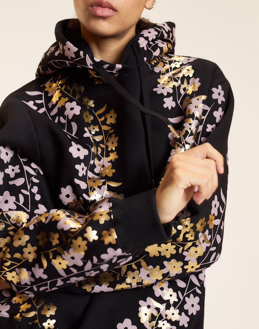 Cynthia Rowley Gold Foil Hoodie - Black/Gold