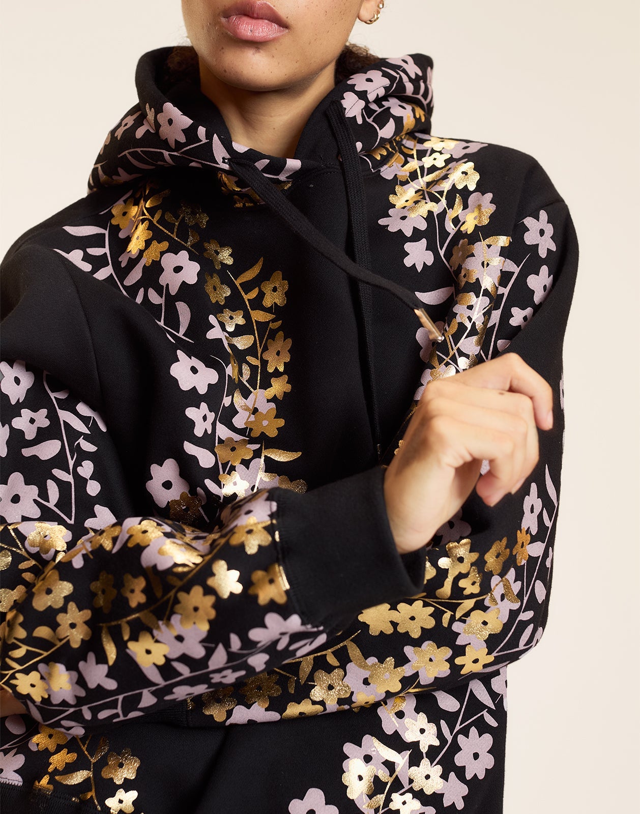 Cynthia Rowley Gold Foil Hoodie - Black/Gold