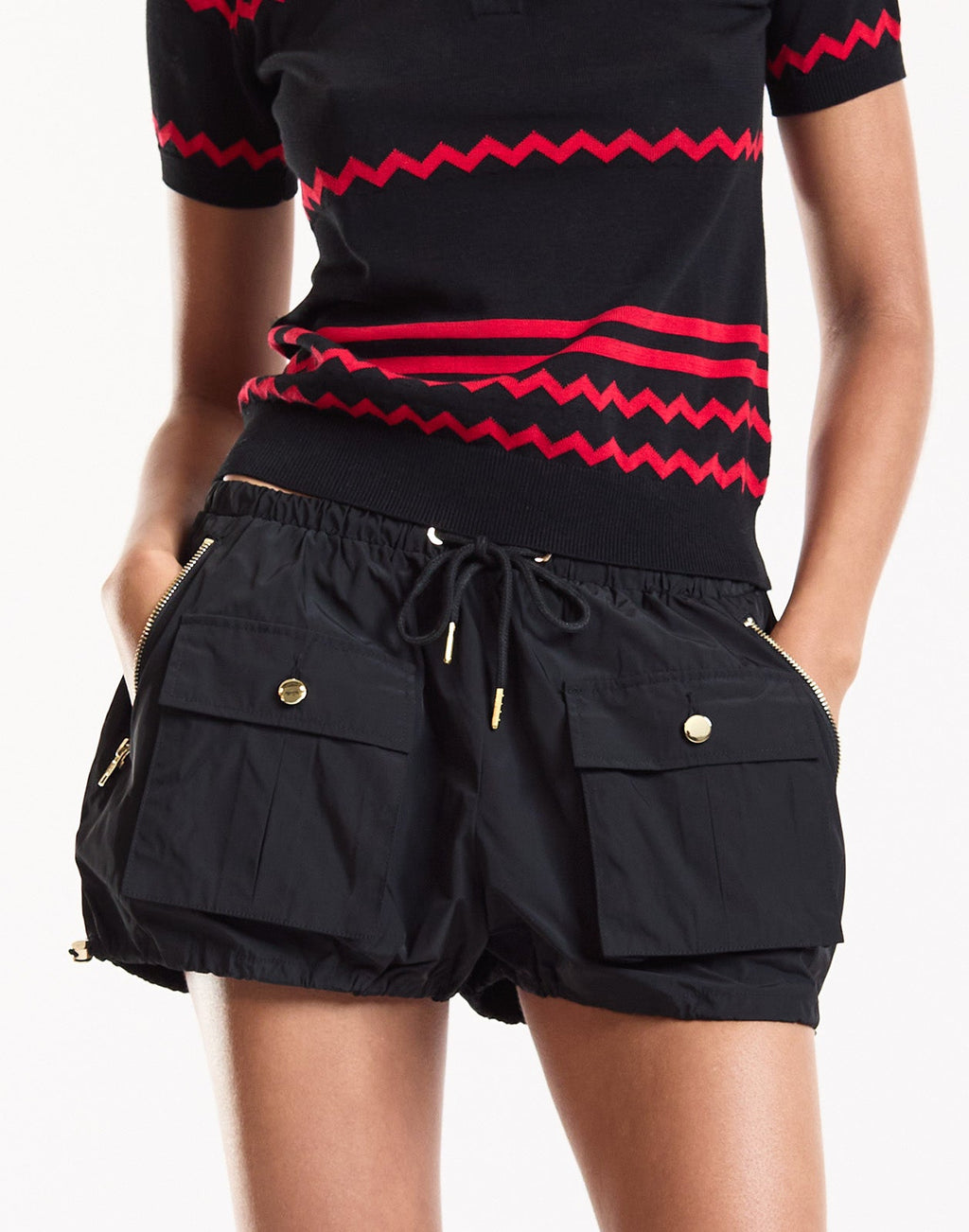 Cynthia Rowley Nylon Cargo Bloomers - Black