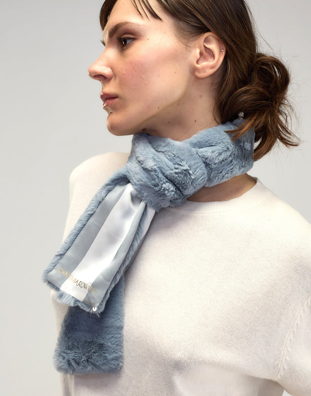 Cynthia Rowley Out East Faux Fur Silk Scarf