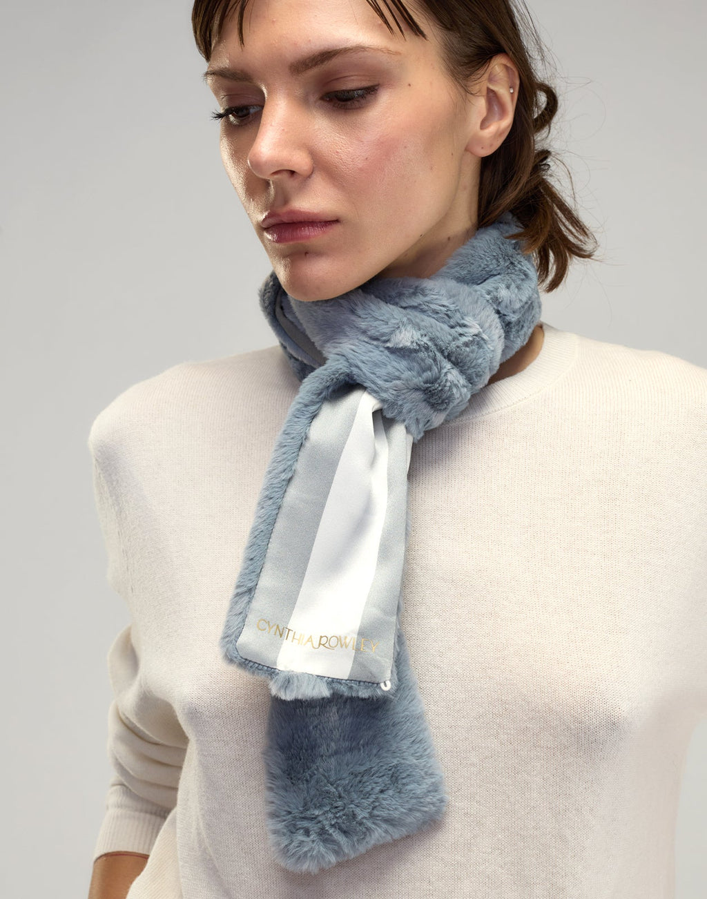 Cynthia Rowley Out East Faux Fur Silk Scarf
