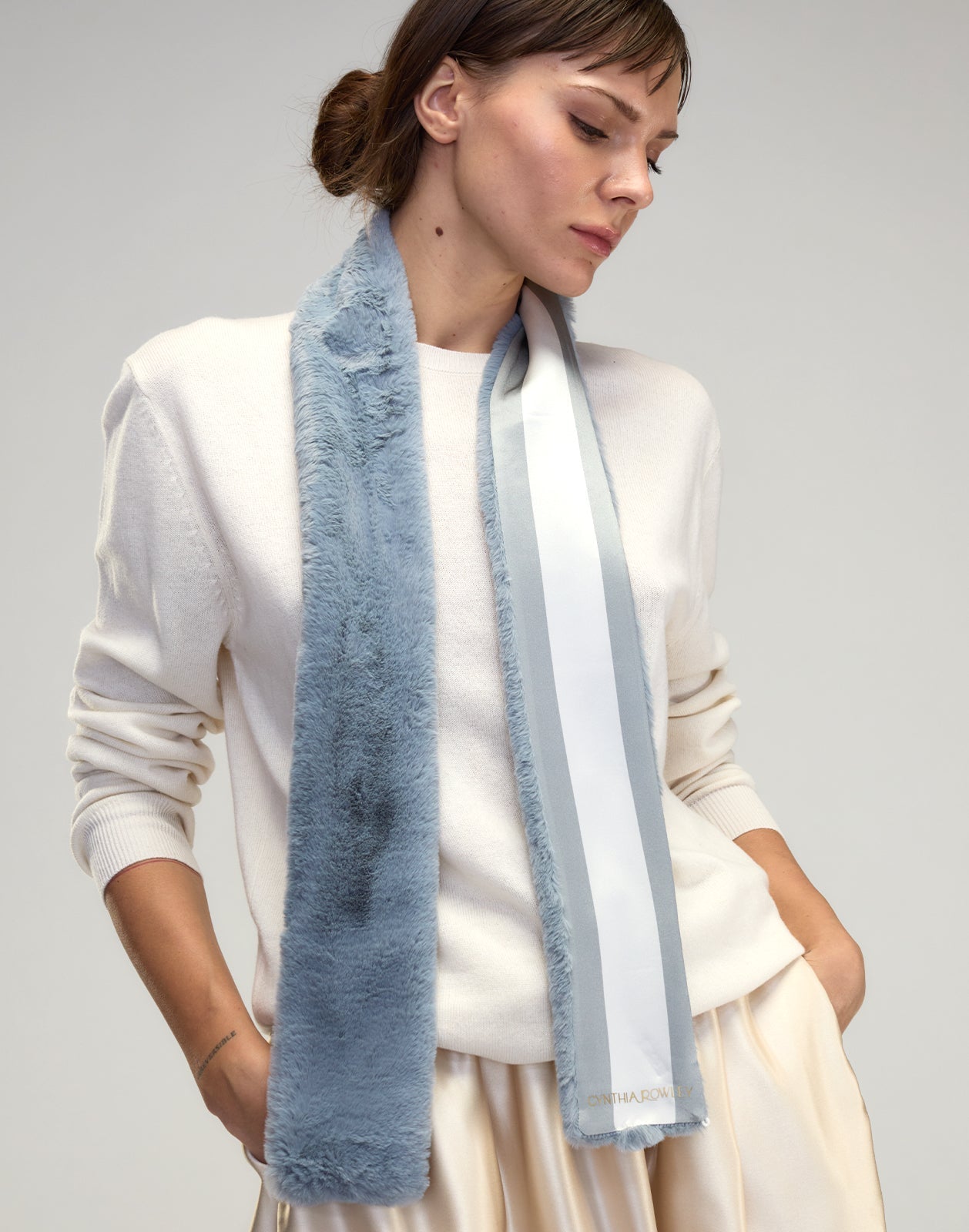 Cynthia Rowley Out East Faux Fur Silk Scarf