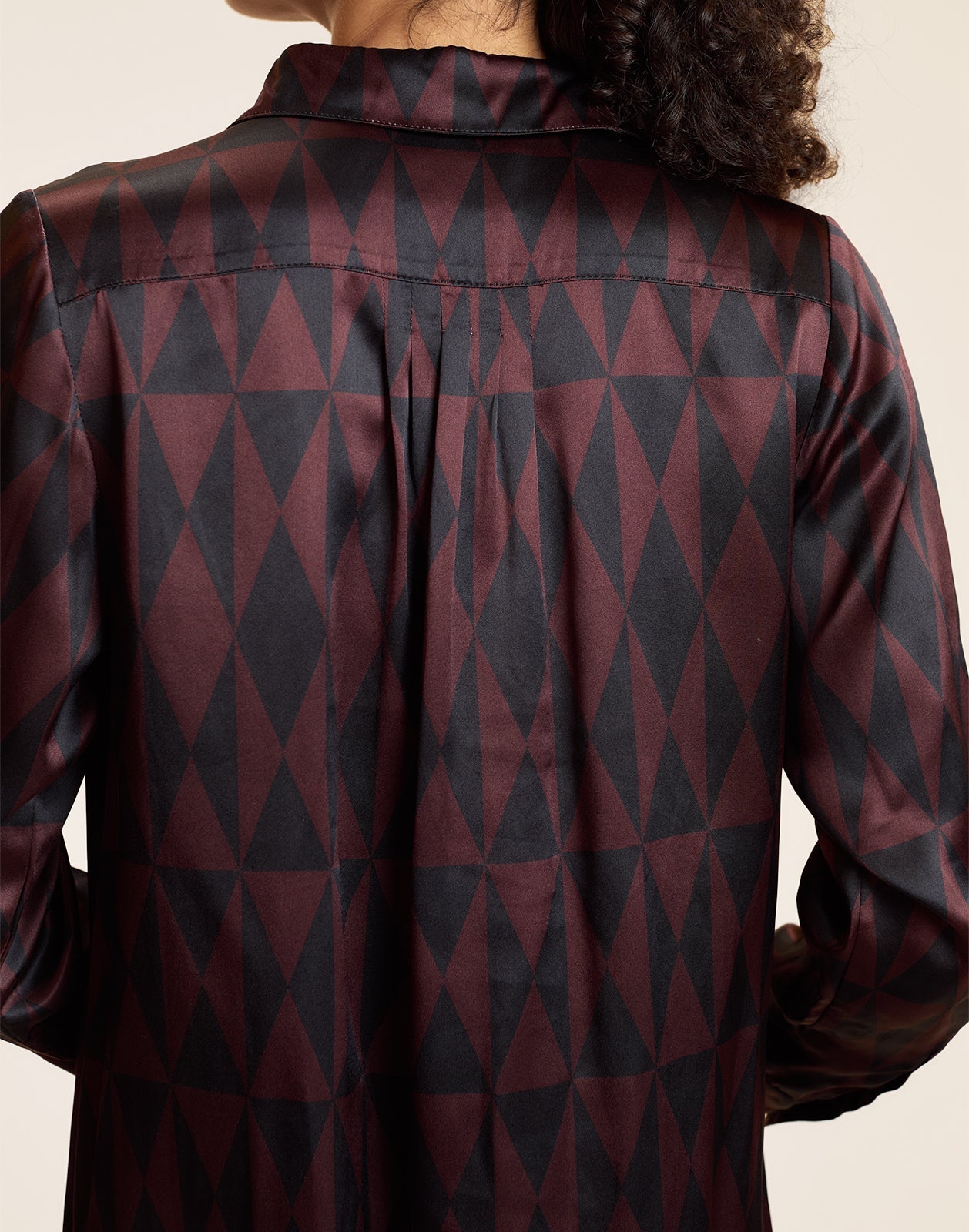Cynthia Rowley Silk Pintuck Shirt Dress - Black/Burgundy