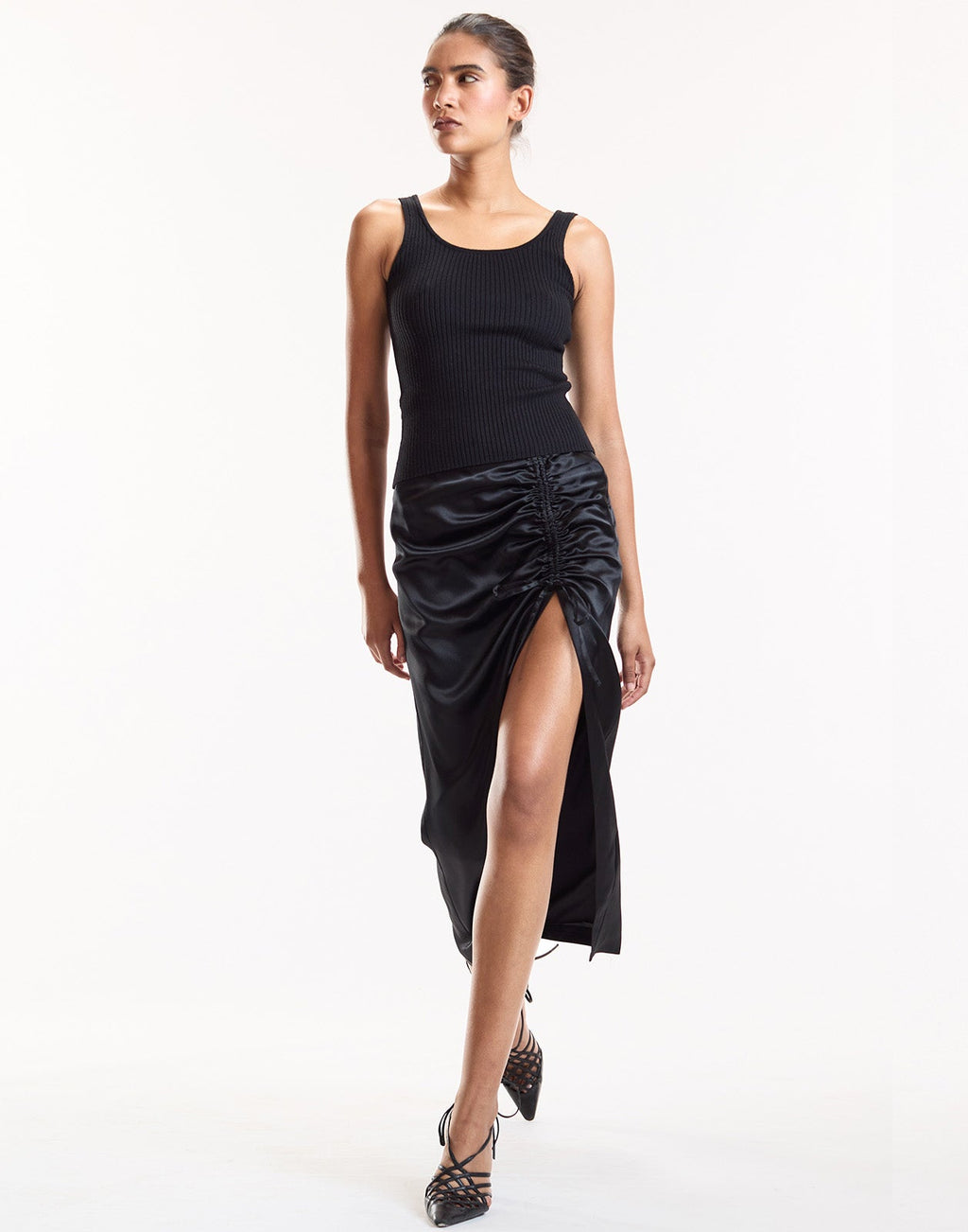 Cynthia Rowley Siren Ruched Skirt - Black