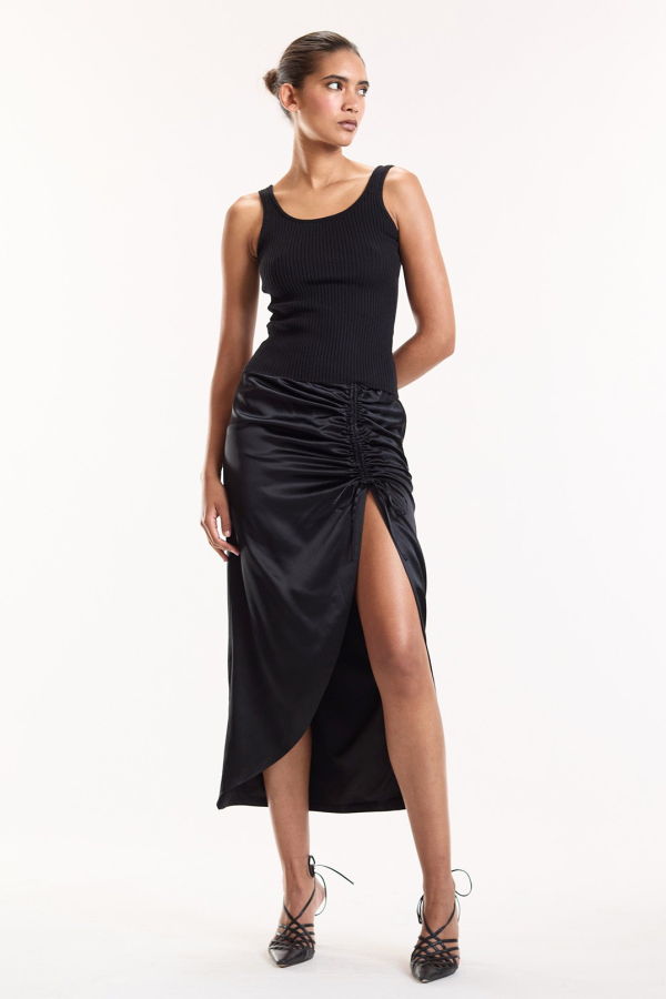Cynthia Rowley Siren Ruched Skirt - Black
