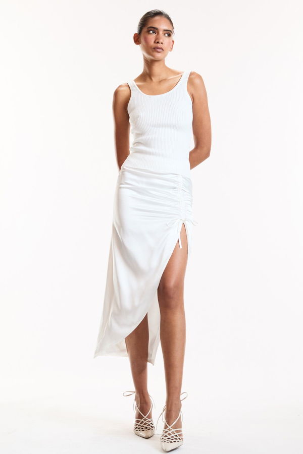Cynthia Rowley Siren Ruched Skirt - White