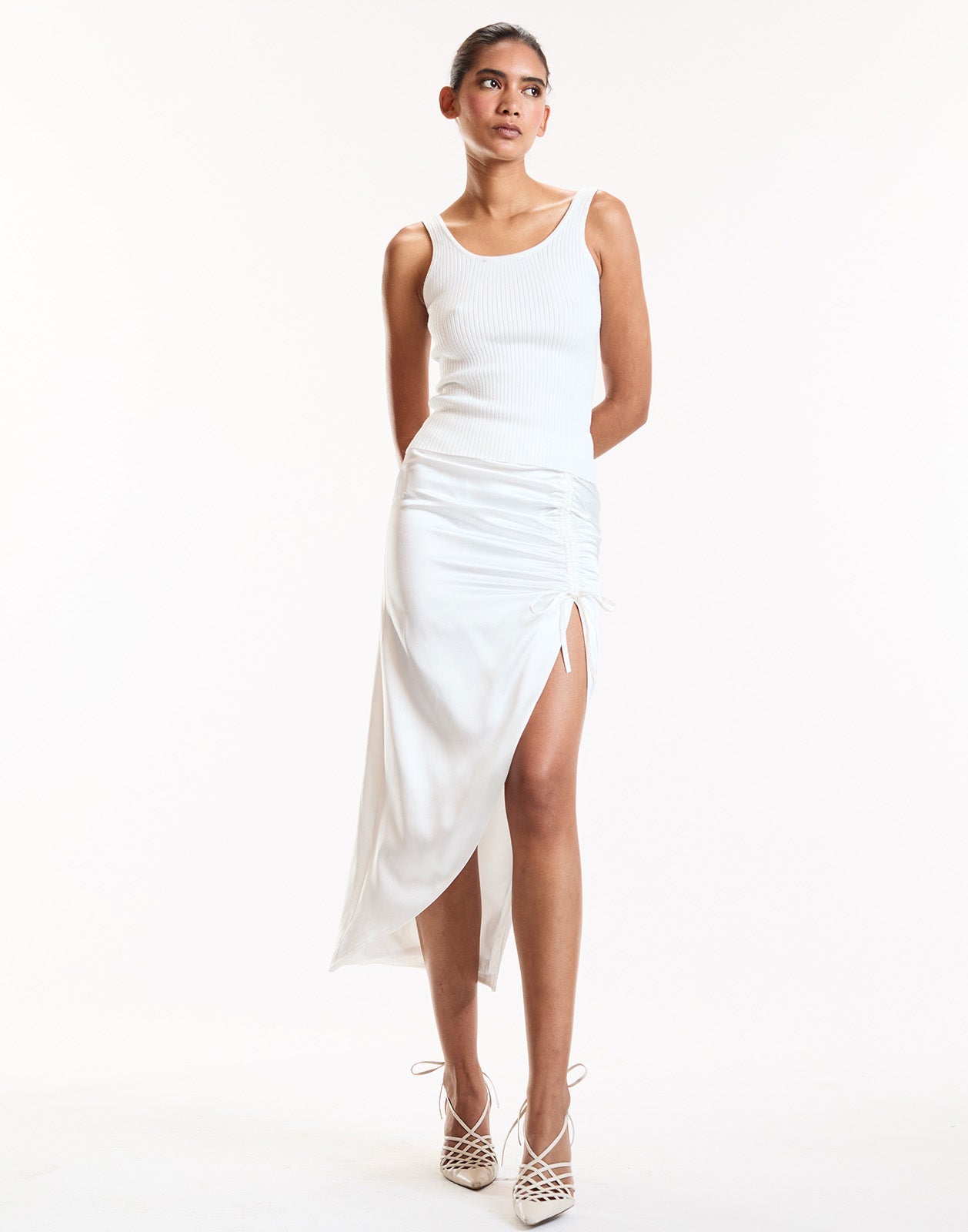 Cynthia Rowley Siren Ruched Skirt - White