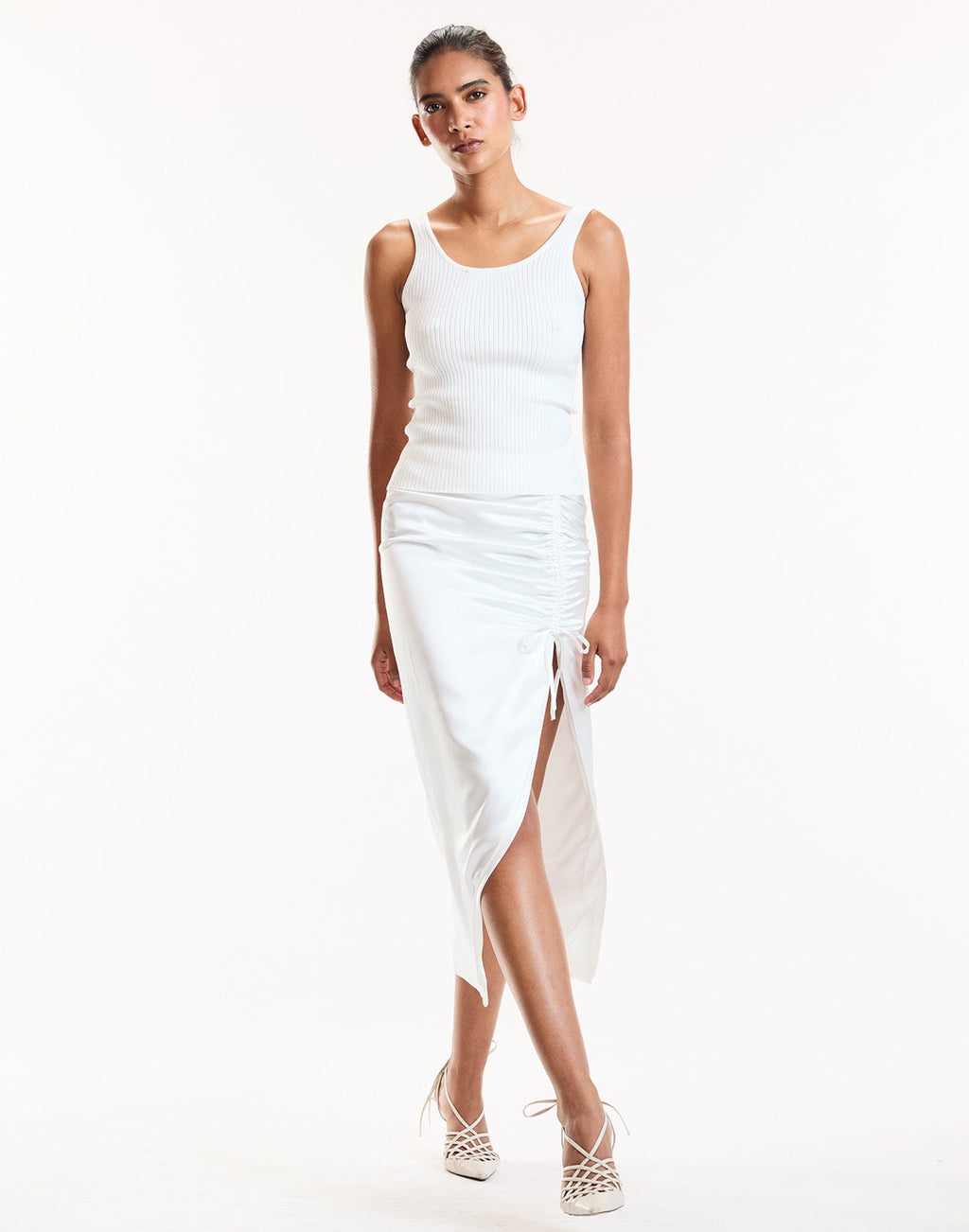 Cynthia Rowley Siren Ruched Skirt - White