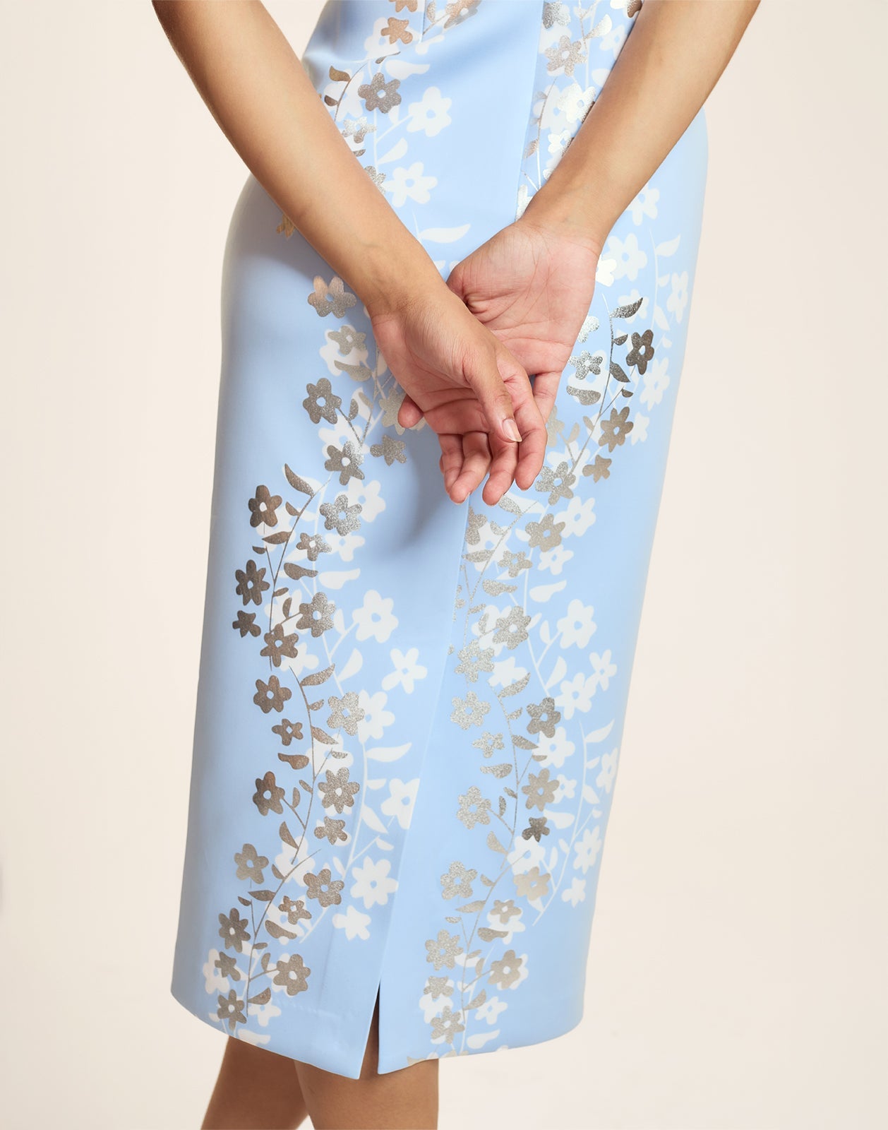 Cynthia Rowley Sleeveless Bonded Midi Dress - Blue/Silver