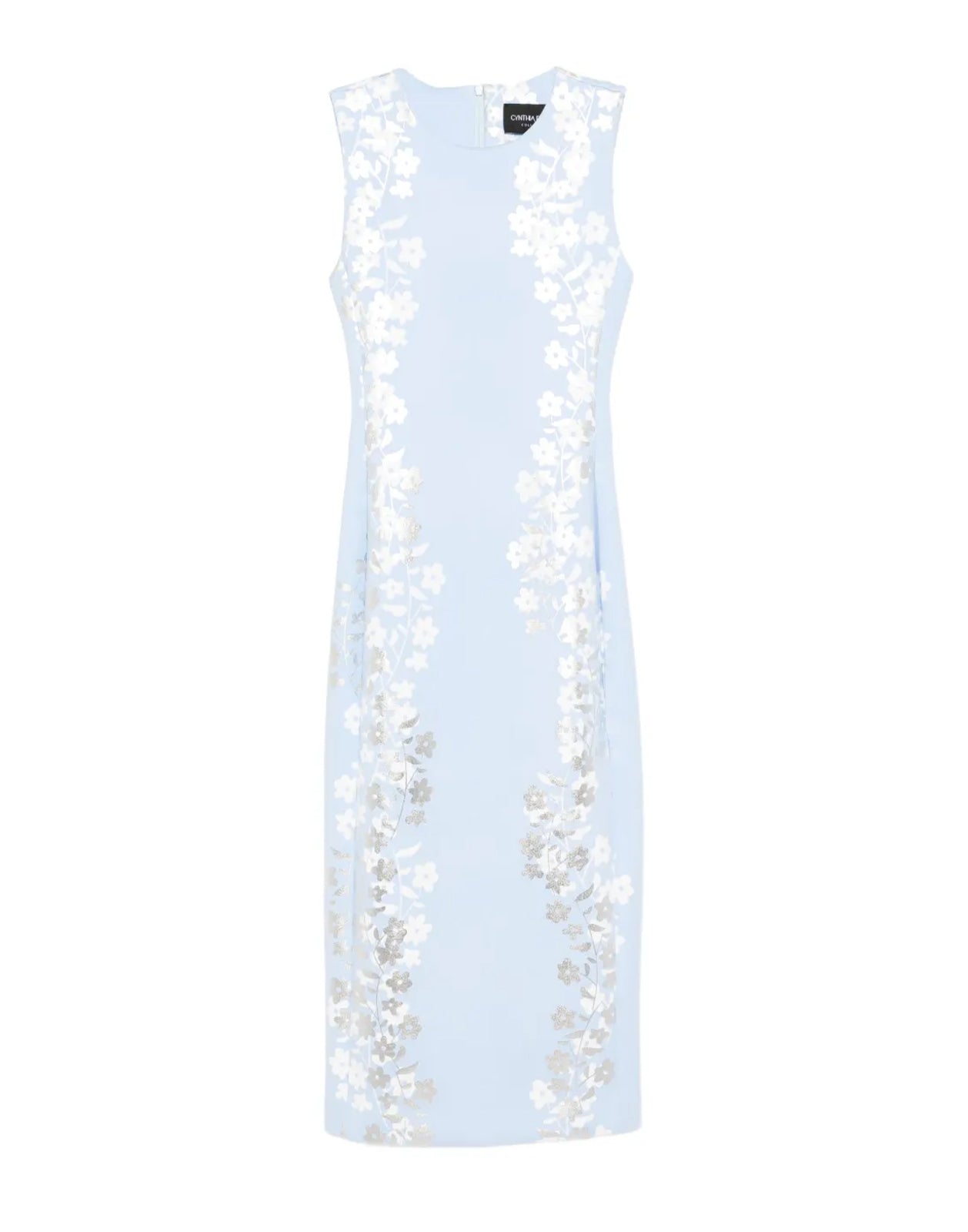Cynthia Rowley Sleeveless Bonded Midi Dress - Blue/Silver