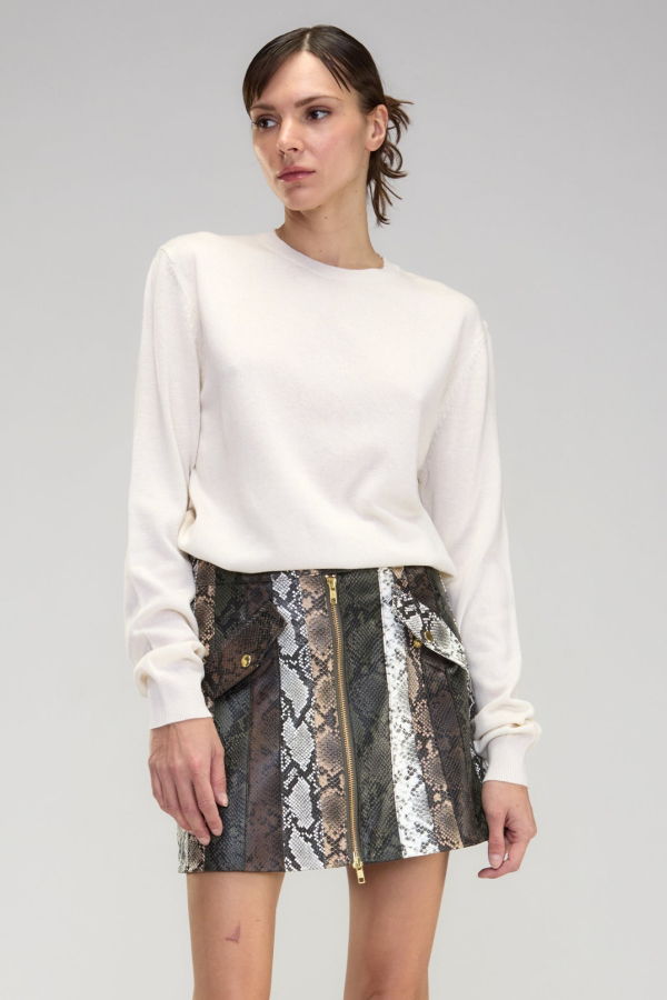 Cynthia Rowley Snake-Embossed Vegan Leather Skirt