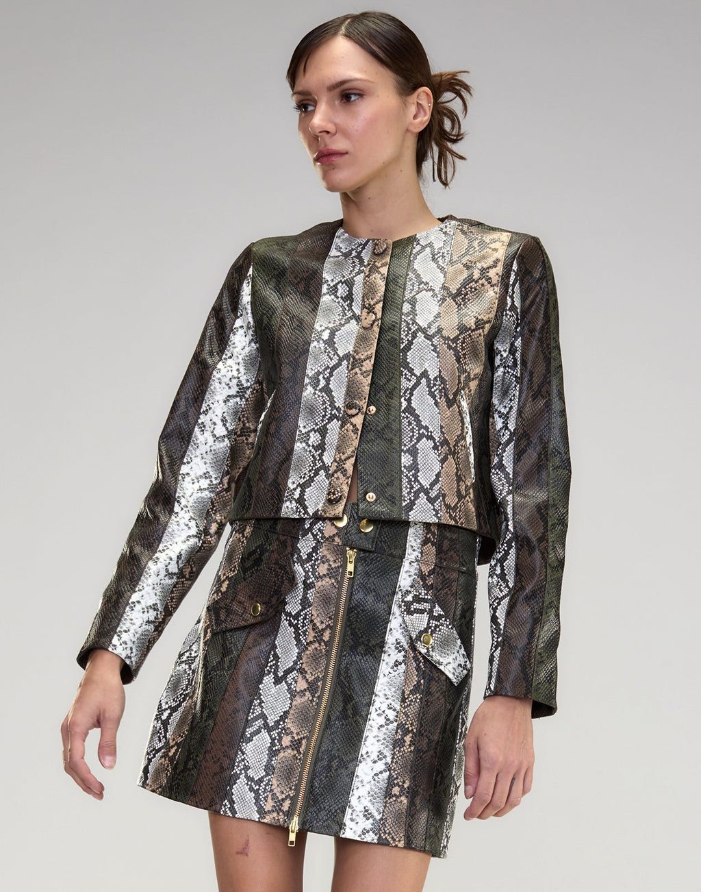 Cynthia Rowley Snake-Embossed Vegan Leather Skirt