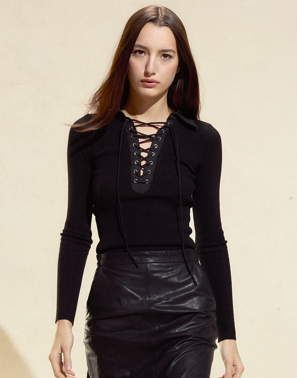 Cynthia Rowley UES Rib Knit Polo - Black