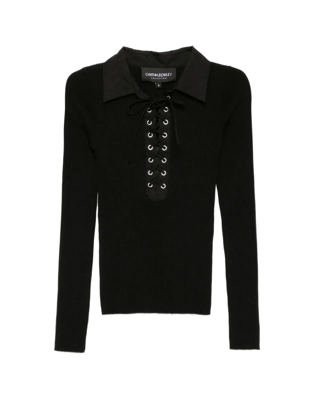 Cynthia Rowley UES Rib Knit Polo - Black